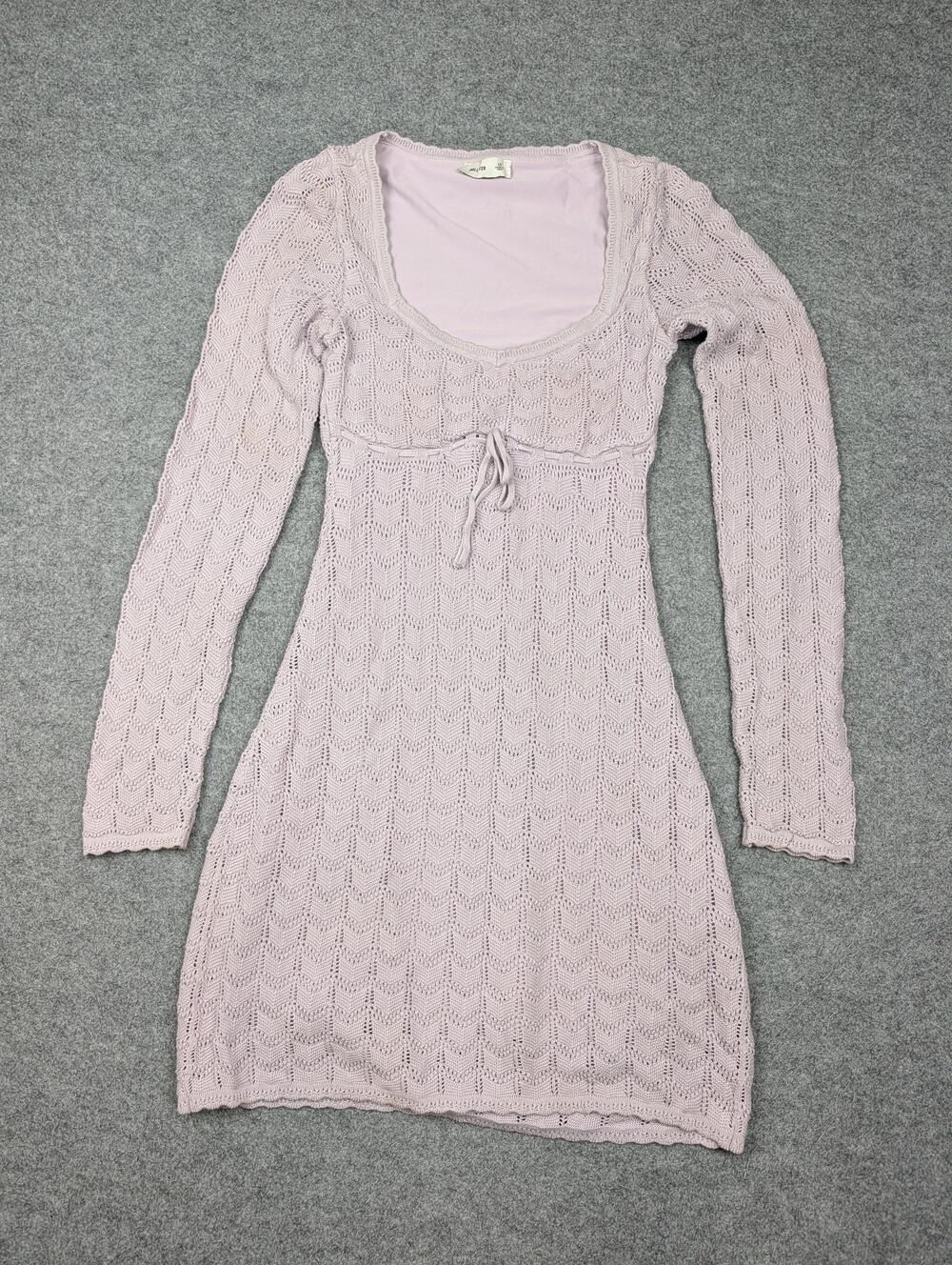 Hollister Sweater Dress Womens XS Purple Chevron Knit Scoop Neck Mini Lined